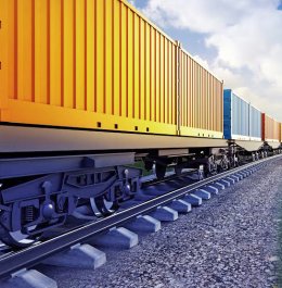 wagon of freight train with containers